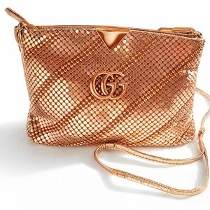 Authentic Gucci Monogram Gold Mesh Link Crossbody Bag